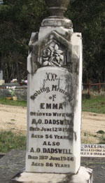 Grave headstone of Otto and Emma Dadswell