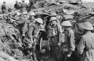 Australian signallers in World War One trench