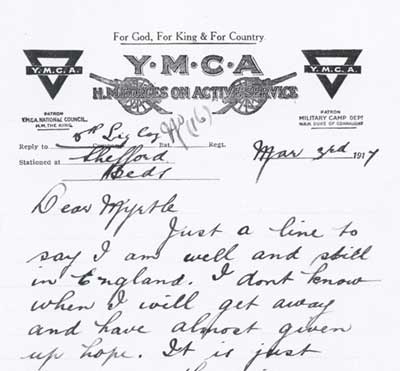 World War One letter written by Henry Dadswell