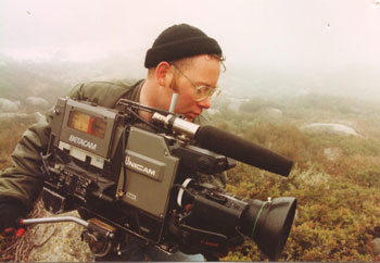 Cinematrographer Rohan Dadswell filming in the Snowy Mountains